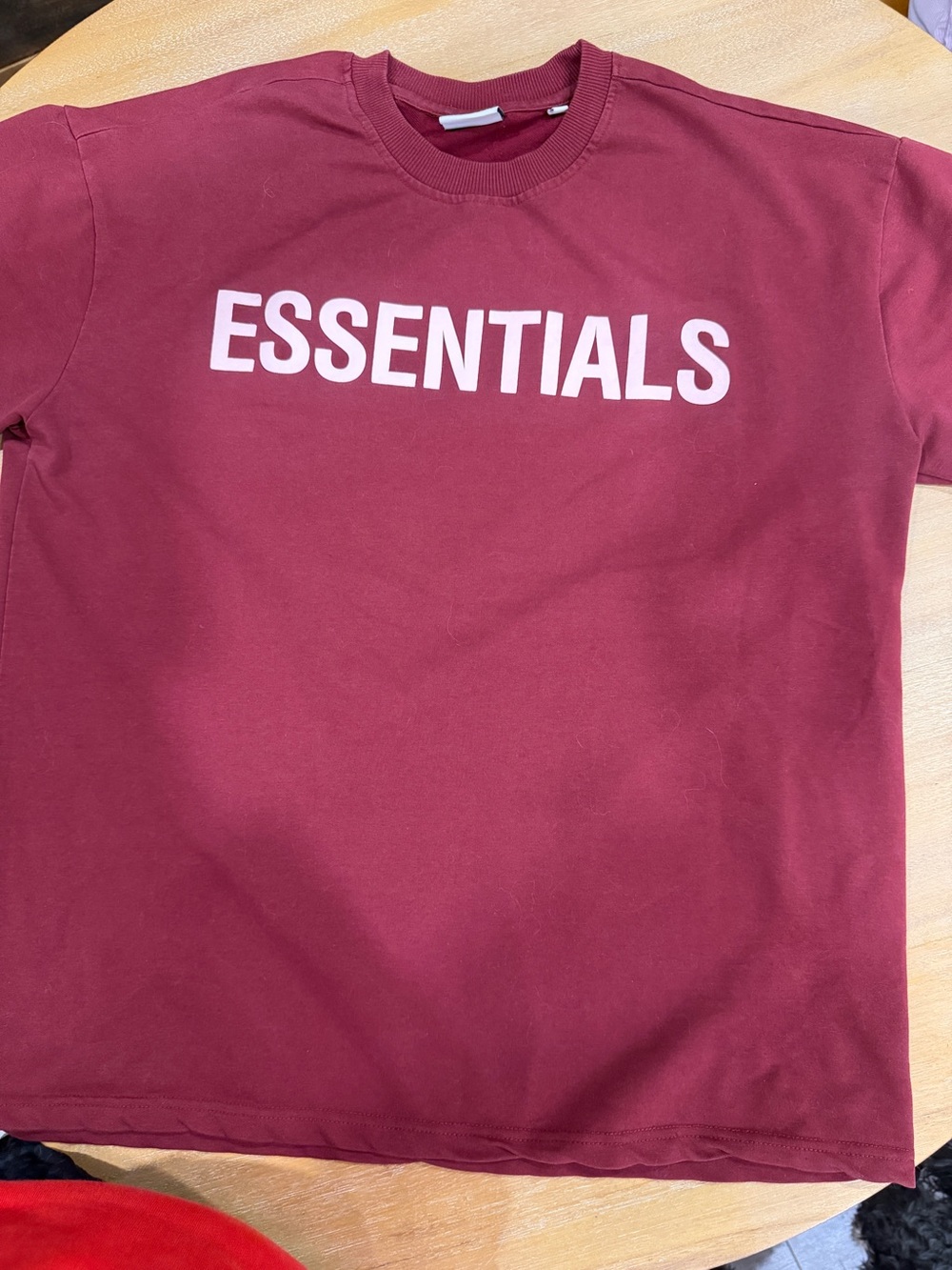 “ESSENTIALS” Crewneck Tee Burgundy